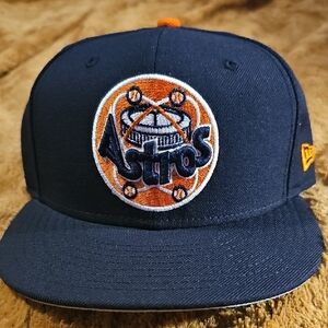 New Era Dark Blue Astros Hat with Orange Details